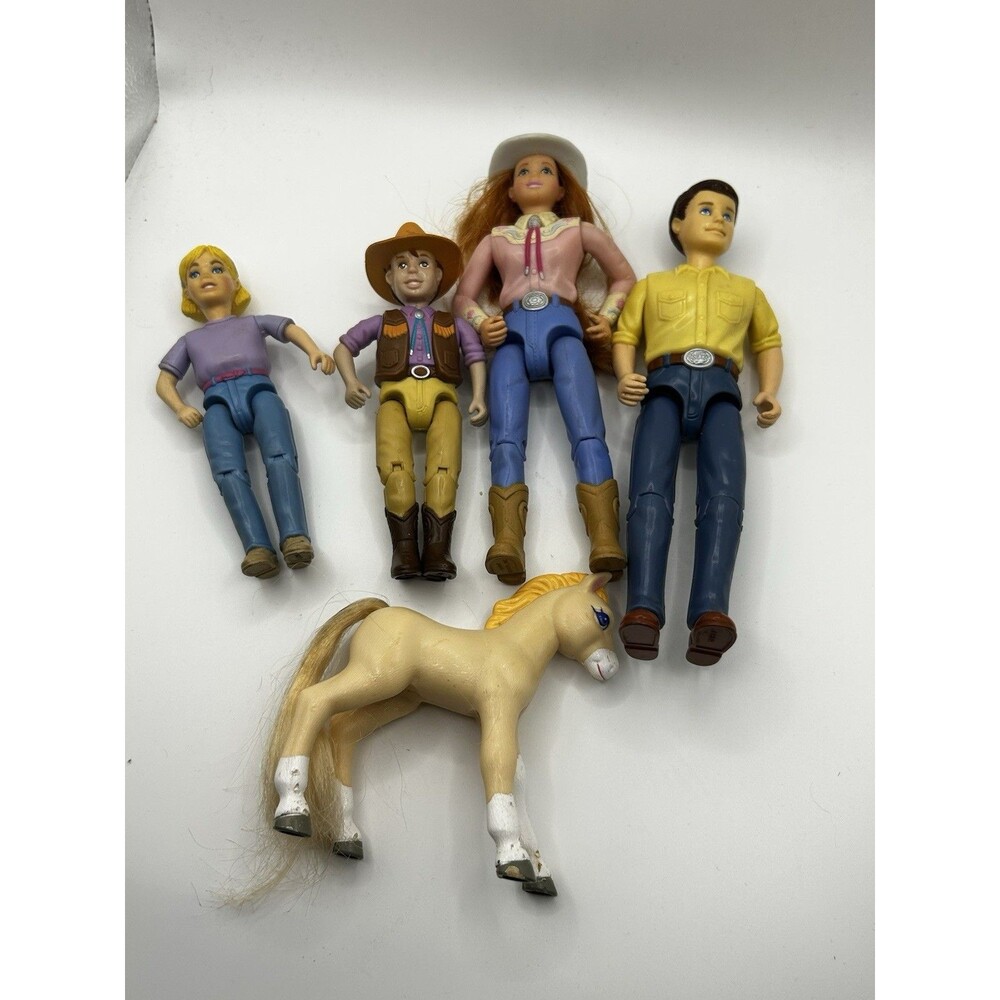 VTG. 2001 MATTEL LOVING FAMILY POSABLE WESTERN ACTION DOLLHOUSE FIGURES LOT